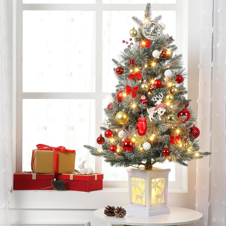 90cm Weihnachtsbaum künstlich mit 78 Beleuchtung- 3ft Weihnachtsbaum Künstlich Batteriebetrieben mit