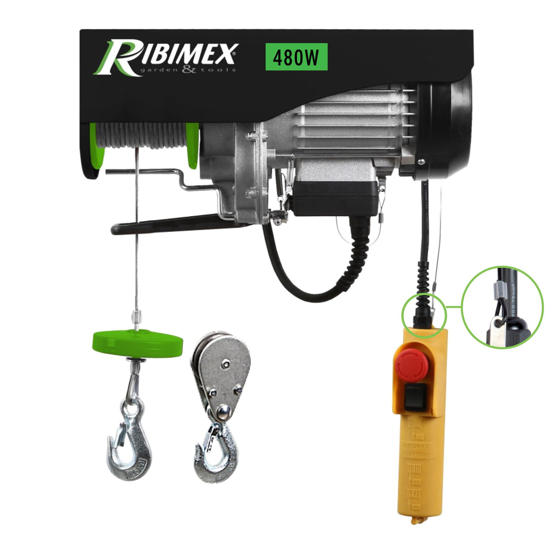 RIBIMEX PE100/200PT Elektro-Hebezeug 100/200 kg, 480 W, Seil 12 m