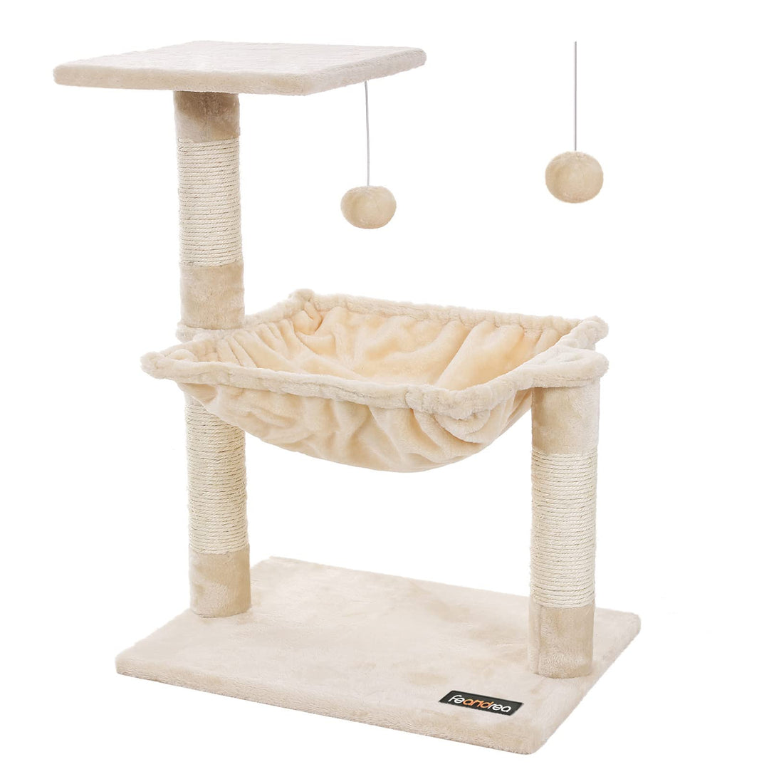 Feandrea Kletterbaum Kratzbaum mit Liegemulde 70 cm PCT82M Beige 50L x 50B x 70H cm, Beige 50L x 50B