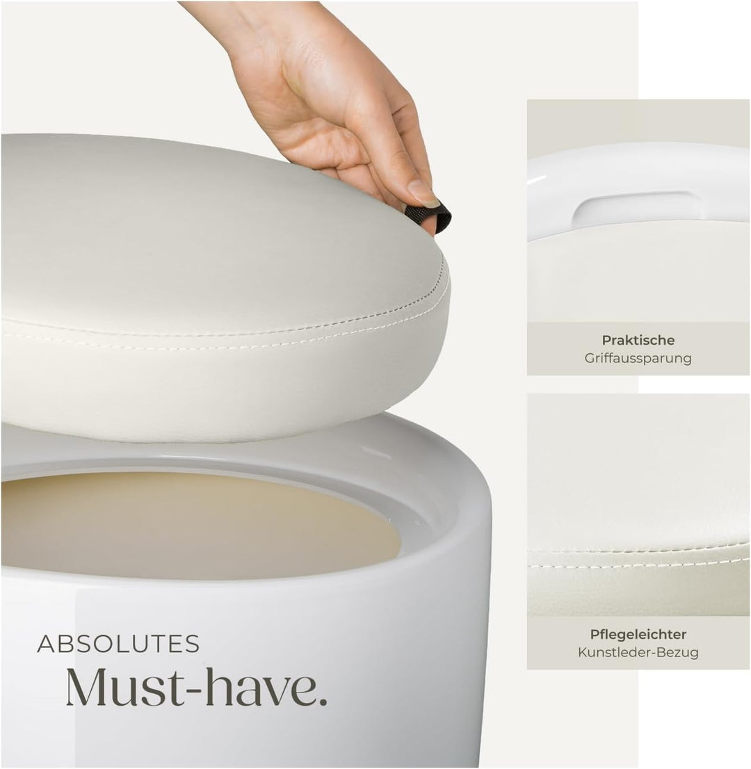 tectake® Sitzhocker, Badhocker, Hocker mit Stauraum und Sitzkissen, als Badezimmer Deko und Wäscheko