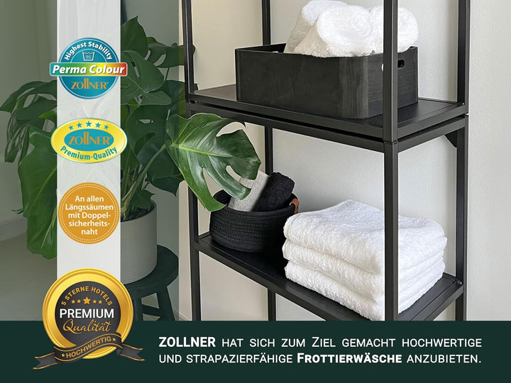 ZOLLNER 6er Set Handtücher, 50x100 cm, Baumwolle, Kochfest, weiss 50 x 100 cm Weiss, 50 x 100 cm Wei