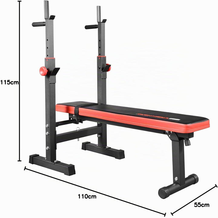 TrainHard® Multifunktion Hantelbank Drückerbank mit Hantelablage klappbar silver line