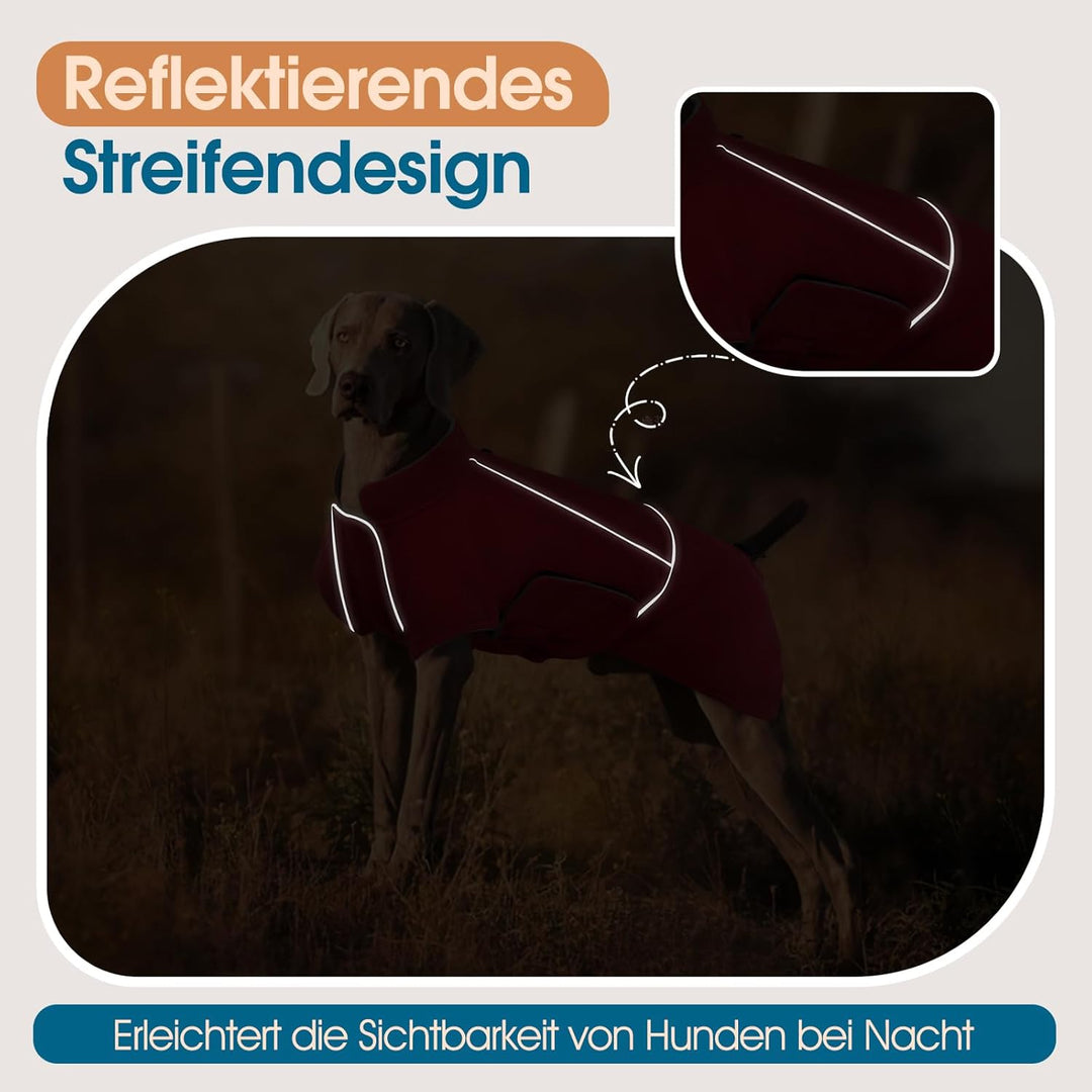 Hundejacke Wasserdichter, Leichte & Fleece Hundemantel für Grosse Hunde, Hundejacke mit Reflektieren