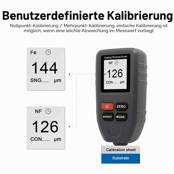 Dickenmessgerät für Autolackbeschichtung HP-1001 Digitaler Lackschichtdickenmessgerät Handheld mit A