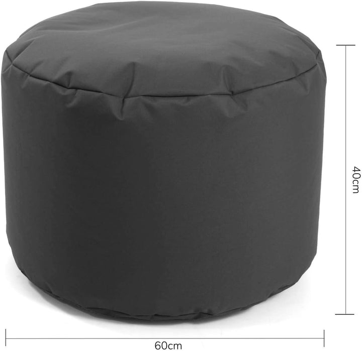 mokebo® Outdoor Pouf o. Hocker 60x40cm Anthrazit für Balkon & Garten 'Der Ruhepouf' Sitzhocker rund,