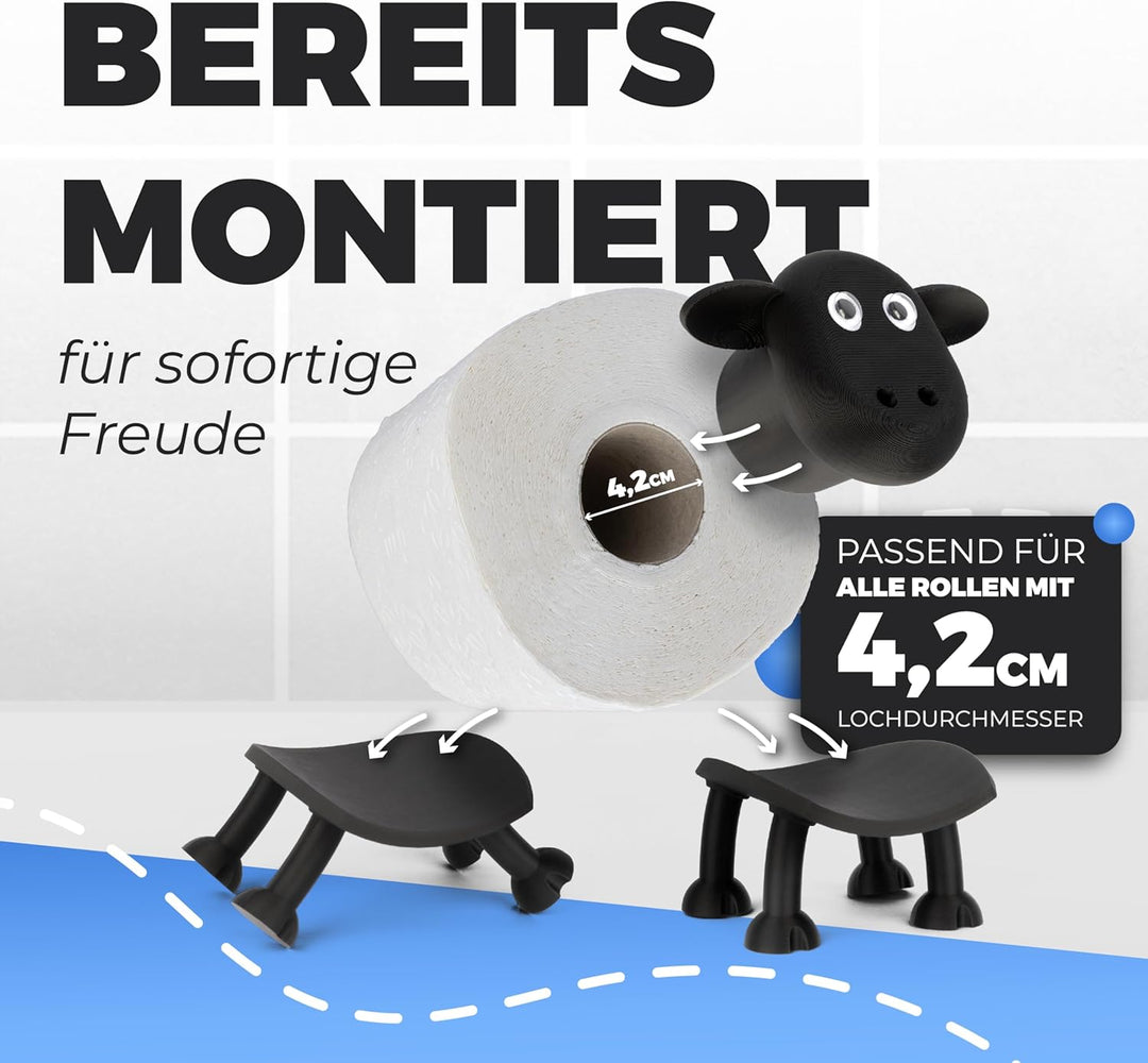 LAYERSMITH® Schaf Toilettenpapierhalter 3er [DAS ORIGINAL] Stapelbar für 42mm Rollen - Perfekt als D