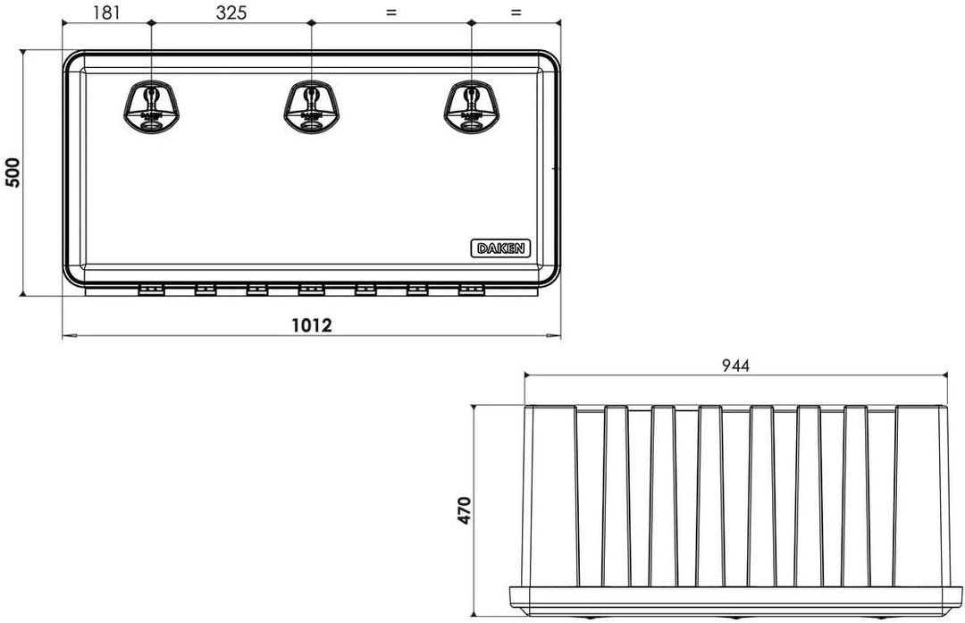 DAKEN Just 1000 LKW Staukasten Werkzeugkasten 1020x500x460mm Staubox 153L Unterbaukasten (Mit Halter