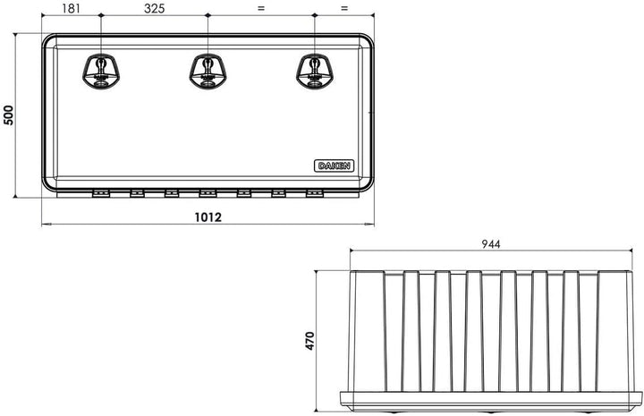 DAKEN Just 1000 LKW Staukasten Werkzeugkasten 1020x500x460mm Staubox 153L Unterbaukasten (Mit Halter