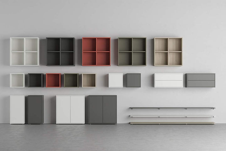 Iconico Home QBE, Wandwürfel mit 4 Fächern, Eingang, Wohnzimmer, Schlafzimmer, Jugendzimmer, Arbeits