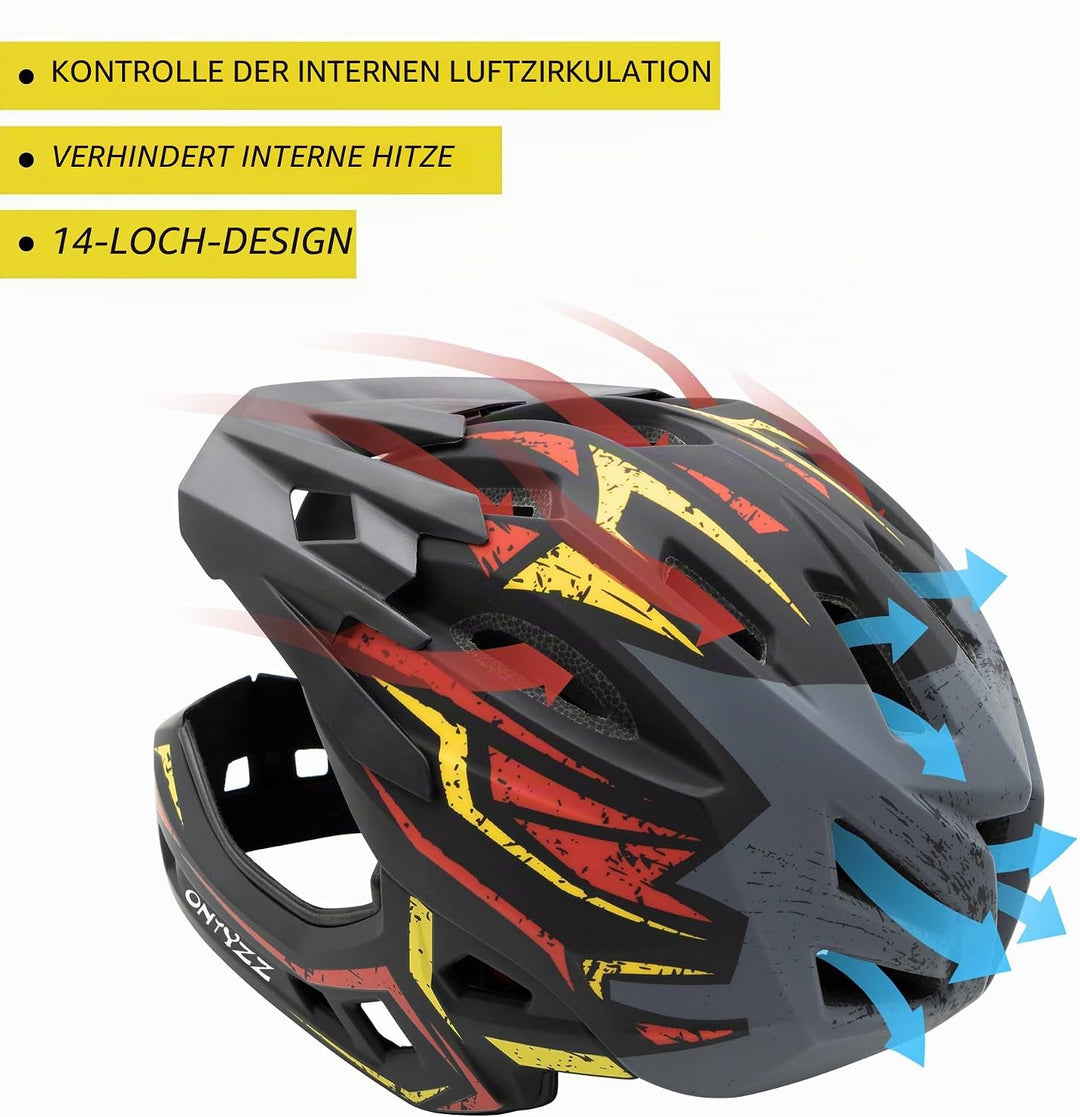 Kinder Fahrradhelm Leicht Integralhelm Kinder mit Abnehmbaren Kinnschutz Abnehmbarer Visier Kinder D