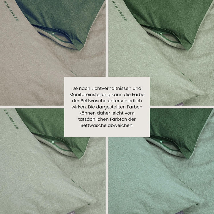 Schiesser Wende-Bettwäscheset Doubleface in angenehm glatter Renforcé Qualität, Made IN Green, Farbe