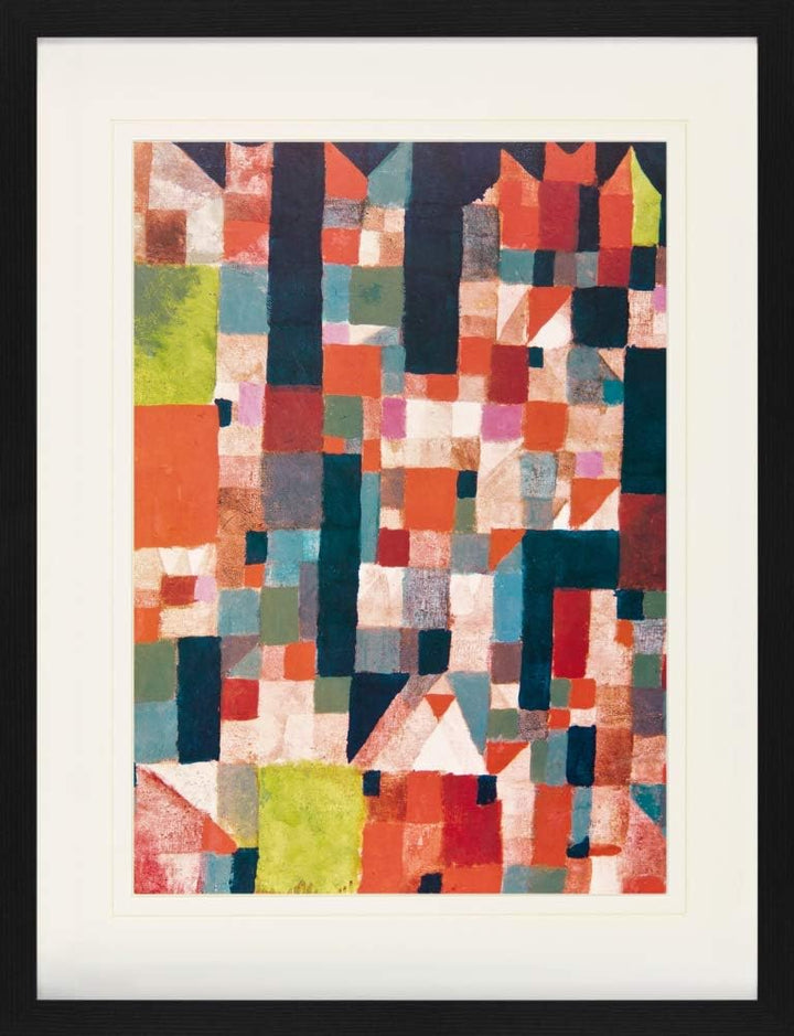 1art1 Paul Klee Poster Städtebild Mit Roten Und Grünen Akzenten, 1921 Gerahmtes Bild Mit Edlem Passe