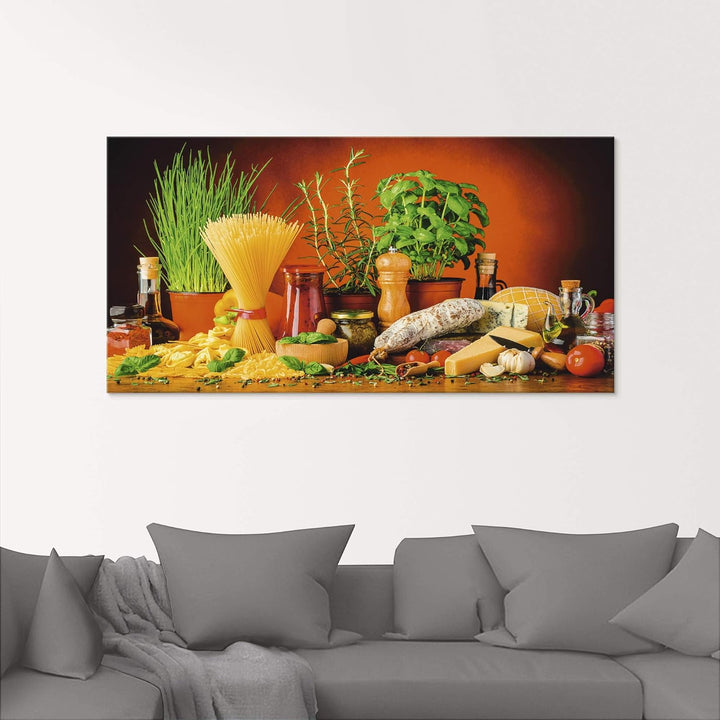 ARTland Glasbilder Wandbild Glas Bild einteilig 50x50 cm Quadratisch Italien Pasta Nudeln Lebensmitt