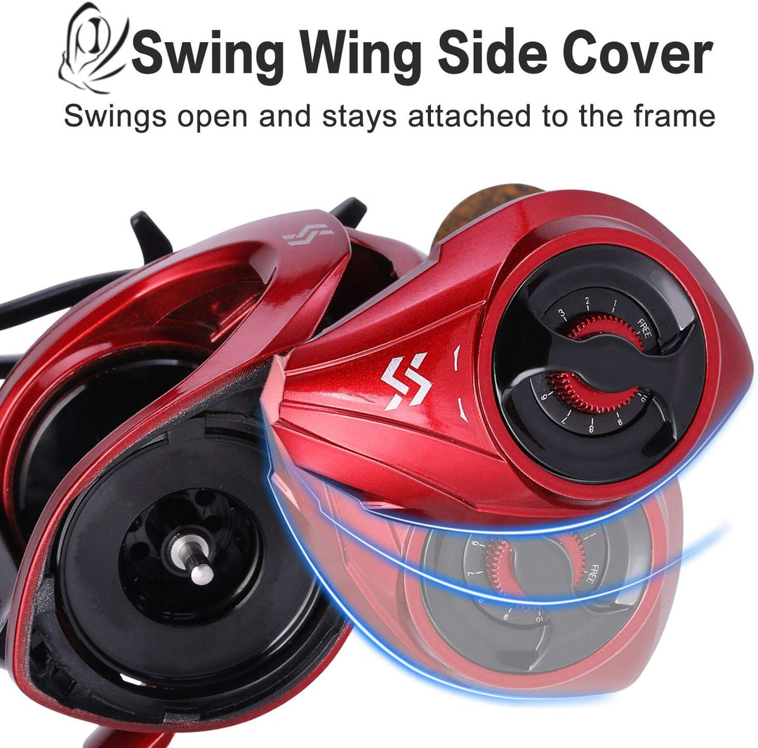 Sougayilang Baitcasting Rollen, 8:1 Übersetzung Angelrolle mit Magnetbremssystem Casting Reel, 9 + 1