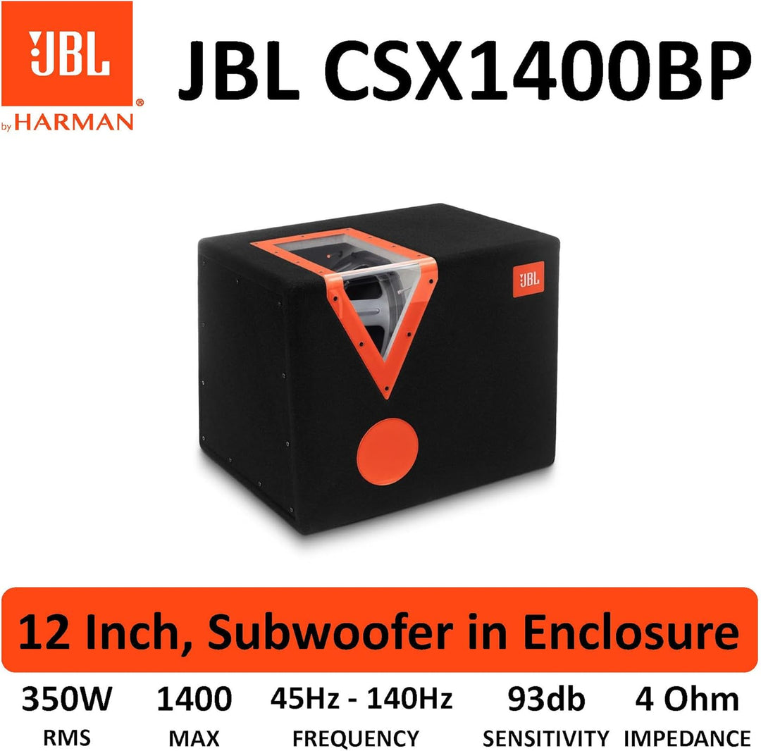 JBL Car CSX-1400BP 12 Zoll (300mm) Auto-Stereoanlage Bandpass Subwoofer mit Acryl-Fenster - Schwarz/