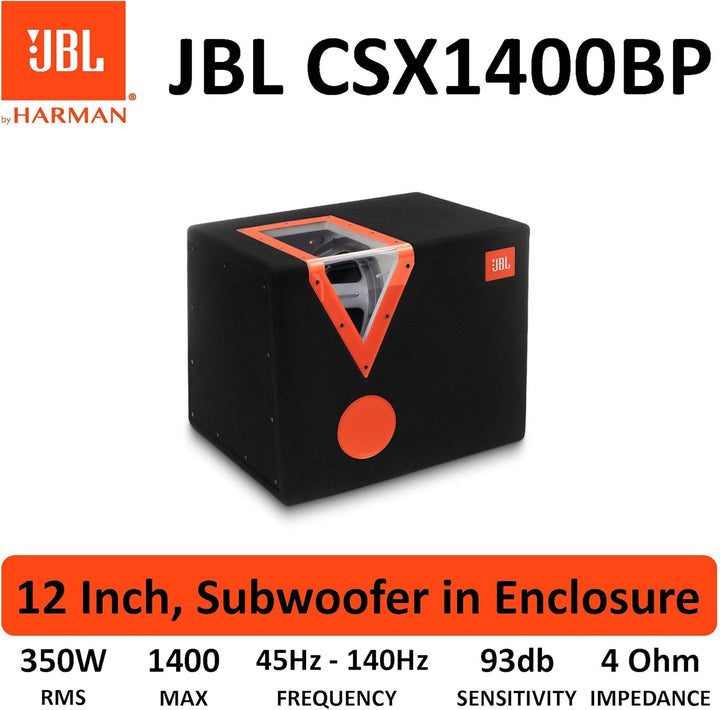 JBL Car CSX-1400BP 12 Zoll (300mm) Auto-Stereoanlage Bandpass Subwoofer mit Acryl-Fenster - Schwarz/