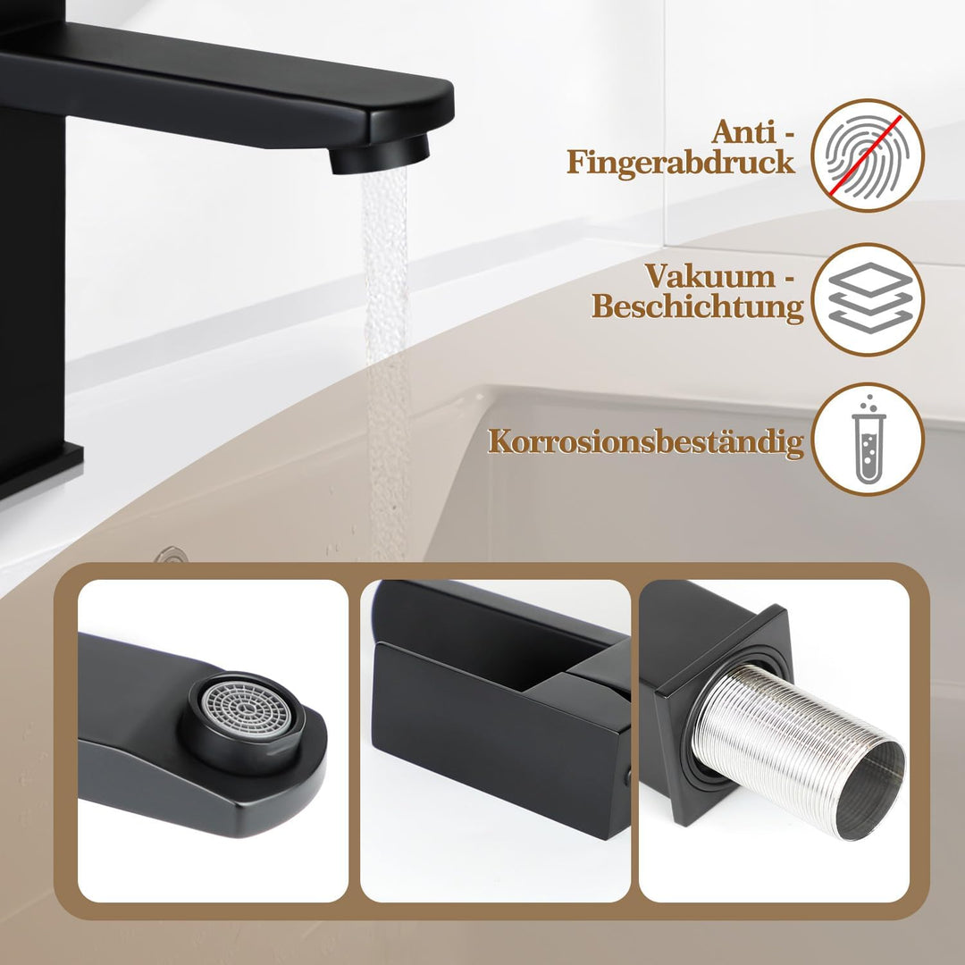 Wasserhahn Badezimmer Schwarz Waschbeckenarmatur - Waschtischarmatur Armatur Waschbecken Mischbatter