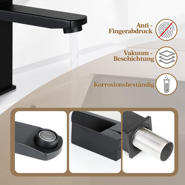 Wasserhahn Badezimmer Schwarz Waschbeckenarmatur - Waschtischarmatur Armatur Waschbecken Mischbatter