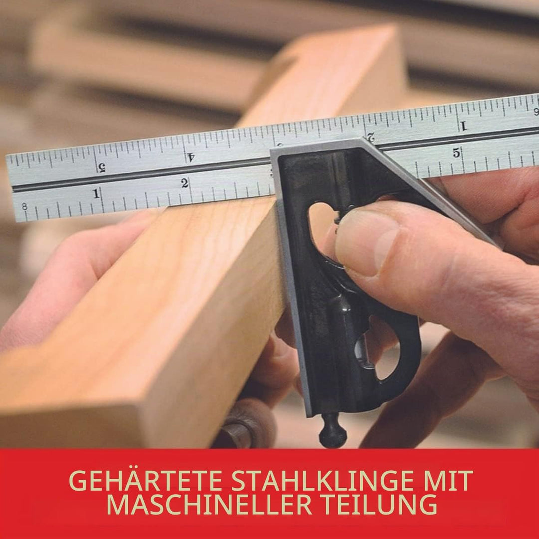 Starrett Stahl-Kombinationswinkel mit quadratischem Kopf – 30,5 cm Klingenlänge, Gusseisenkopf, gehä