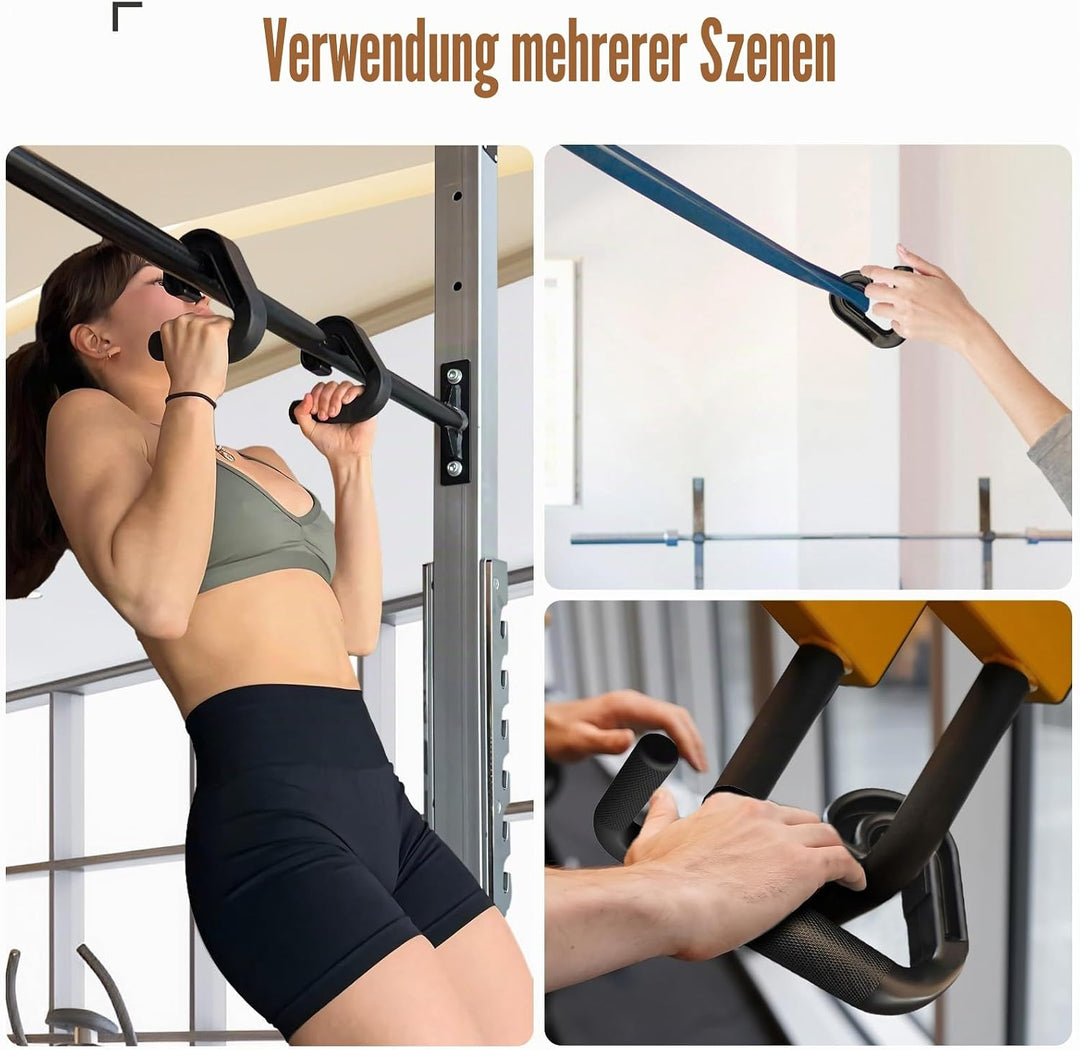 Harilla 2X Klimmzuggriffe Griffbefestigung, Double D Fitness Griffe für Fitnessstudios, 90-Grad-Hake