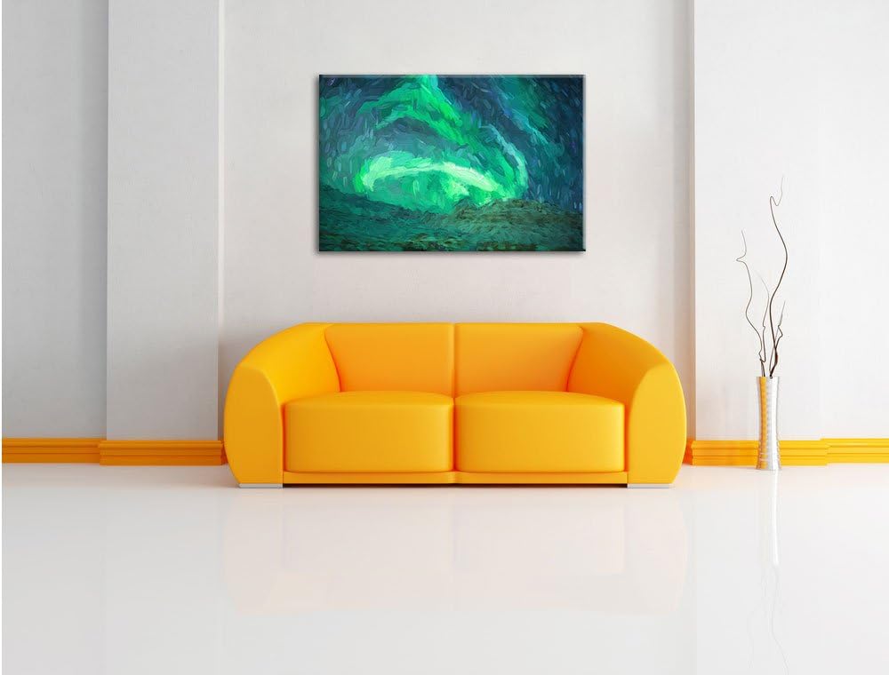 Pixxprint Nordlichter über Island Kunst als Leinwandbild/Grösse: 100x70 / Wandbild/Kunstdruck/fertig