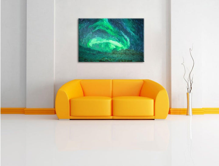 Pixxprint Nordlichter über Island Kunst als Leinwandbild/Grösse: 100x70 / Wandbild/Kunstdruck/fertig