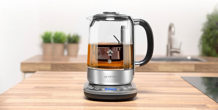 alpina Wasserkocher mit Teekorb – 1,7 l – 2200 W – Elektrischer Wasserkocher – Teekocher – Temperatu