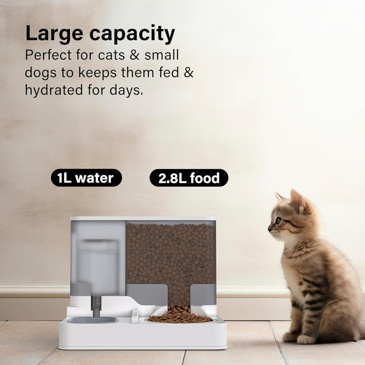 2 in 1 Automatischer Katzen-Futterspender All in One Auto Feeder Futter- und Wasserspender, Haustier