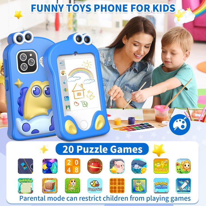 Kinderhandy Spielzeug mit Dual Kamera Kinderkamera 2.8 Inch Touchscreen Lerntelefon Lernspielzeug mi