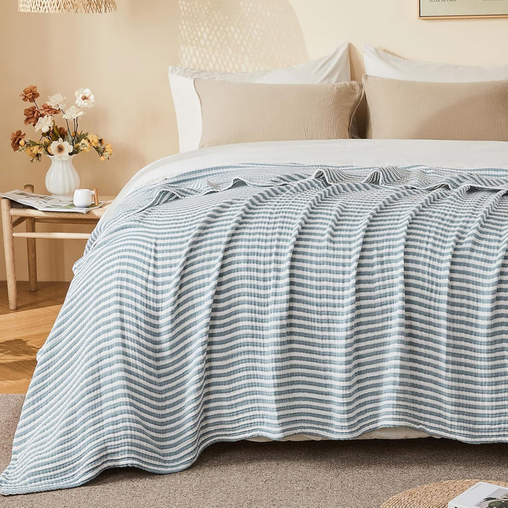 EMME Musselin Decke Erwachsene 100% Baumwolldecke, 150x200cm, Sofadecken Atmungsaktive Weiche Decke