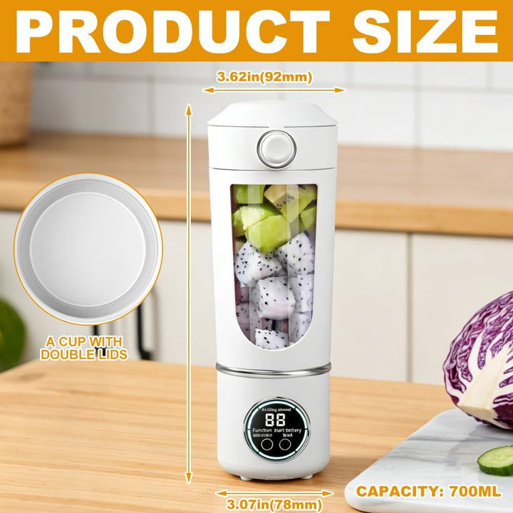 Tragbarer Mixer 700ml, Wiederaufladbar Mini Mixers with Digital Display, Mixer to Go for Milkshakes,