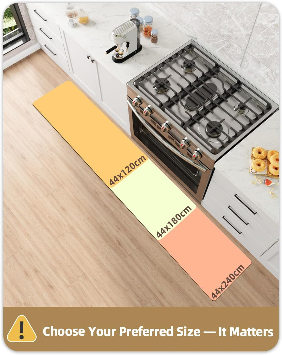 Color G Küchenläufer 44 x 240 cm, Anti-Müdigkeit Küchenteppich Waschbar rutschfest, Leder Teppich Kü