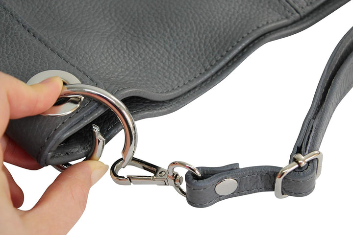 AMBRA Moda Damen echt Ledertasche Handtasche Schultertasche Beutel Shopper Umhängtasche GL012 Sand,