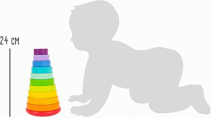 small foot Stapelturm Steckspiel Regenbogen, mit unterschiedlich grossen Holzscheiben, ab 12 Monaten