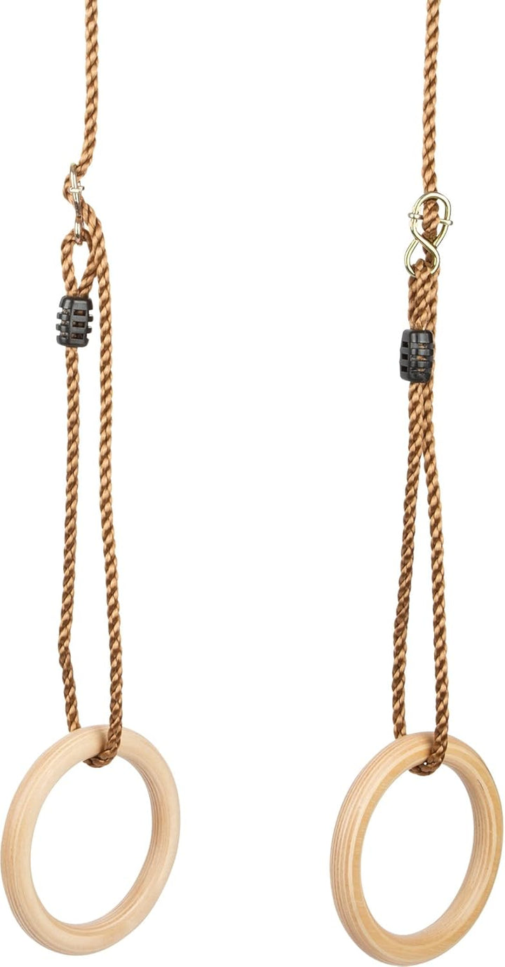 Small Foot Turnringe aus Vollholz, Schaukelringe mit längenverstellbaren Seilen, für Kinder und Erwa
