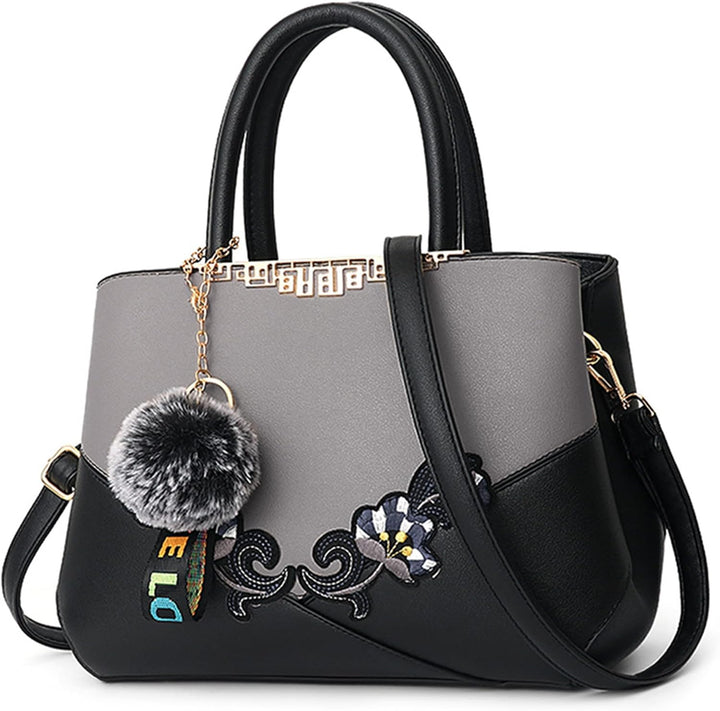 DORRISO Damen Handtasche Mode Stickdesign Schultertasche Grosse Kapazität Umhängetasche Casual Reise