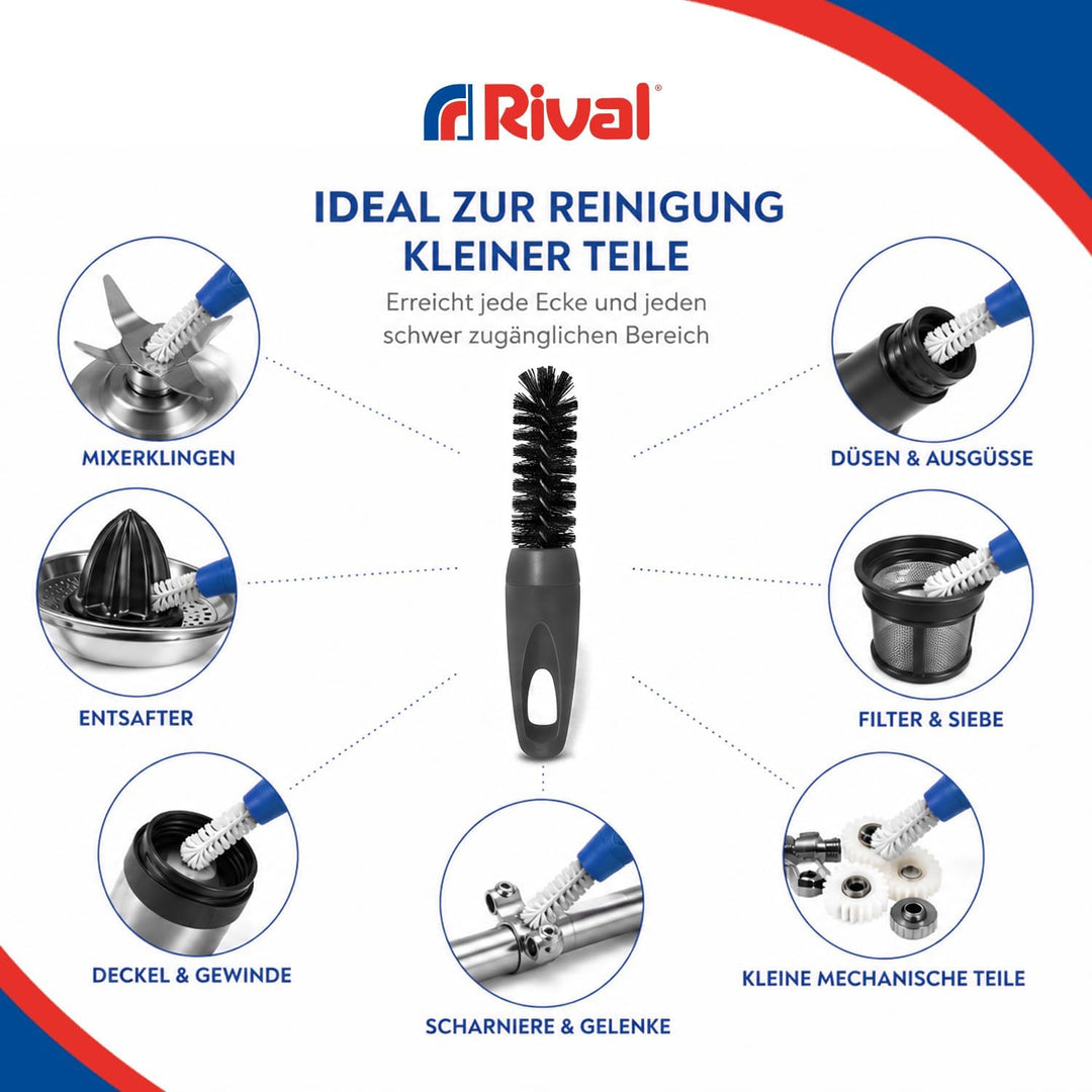 Rival Spülbürsten 4er Set mit integrierter Bürste für Mixmesser - 2 in 1 Reinigungsbürste für Thermo