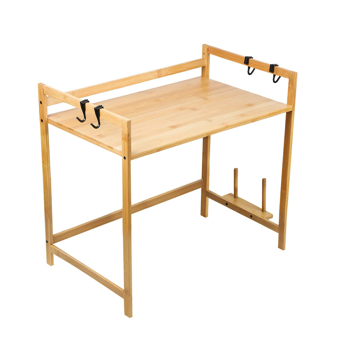 Mikrowellenregal aus Holz, Halterung für Mikrowelle, Küchenregal mit 1 Ebenen mit 4 Haken, Küchenreg