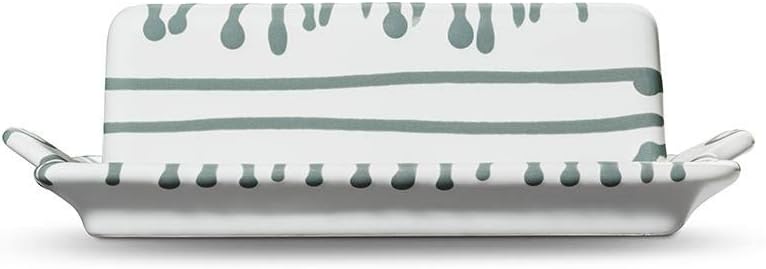 GMUNDNER KERAMIK Butterdose Grösse: l= 20.5 cm x b= 14.5 cm x h= 5.7 cm Graugeflammt Geschirr, handg