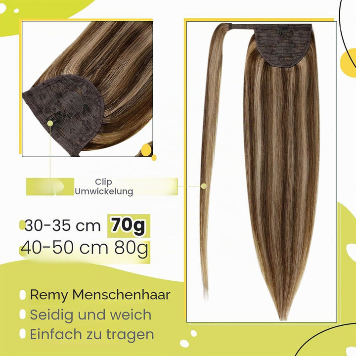 RUNATURE Echthaar Zopf Echte Haare Ponytail Extensions Echthaar Haar Pferdeschwanz Extensions Echtha