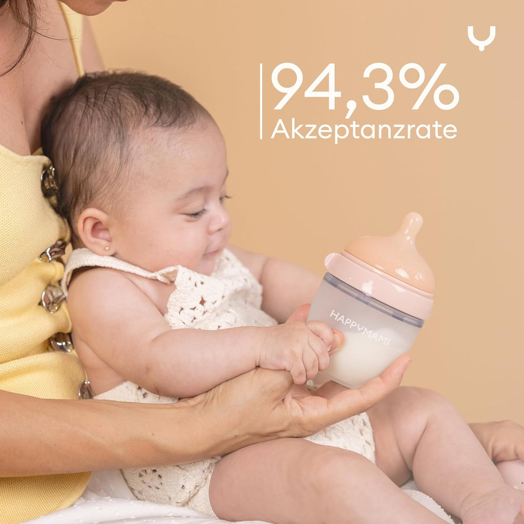 Set aus personalisierter Anti-Kolik-Silikonflasche + Sauger, anatomisches Design, mit zusätzlichem S