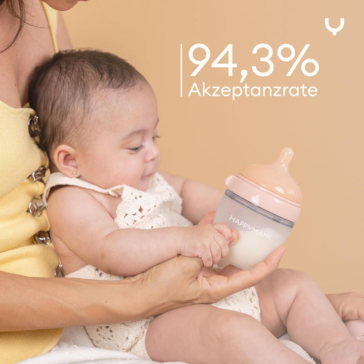Set aus personalisierter Anti-Kolik-Silikonflasche + Sauger, anatomisches Design, mit zusätzlichem S