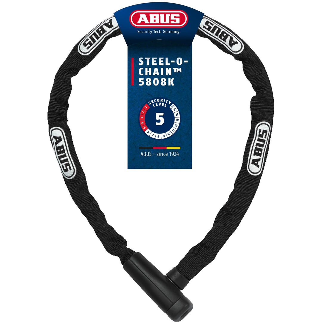 ABUS Kettenschloss Steel-O-Chain 5805K – Fahrradschloss aus Stahl – ABUS-Sicherheitslevel 5 Schwarz