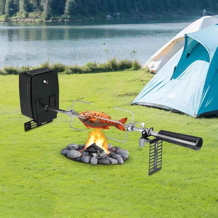 Drehspiess Grillspiess Set mit Motor 106cm 304 Edelstahl 0,2W 2-3RPM Traglast 7kg höhenverstellbar e