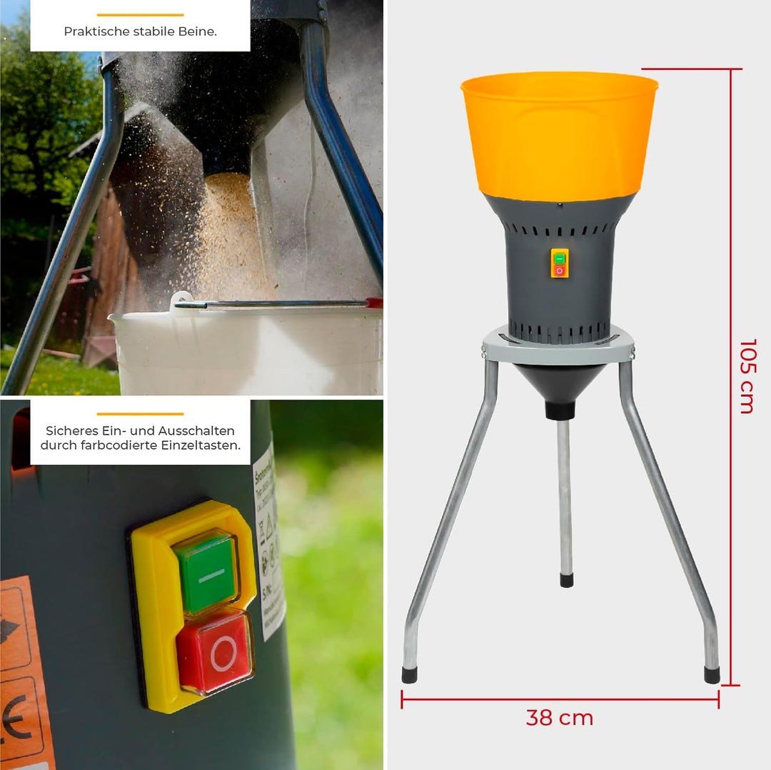 STREND PRO Getreidemühle Elektrisch 1300W | mit 5 Siebe | Professionelle Elektrische Getreidemühle f
