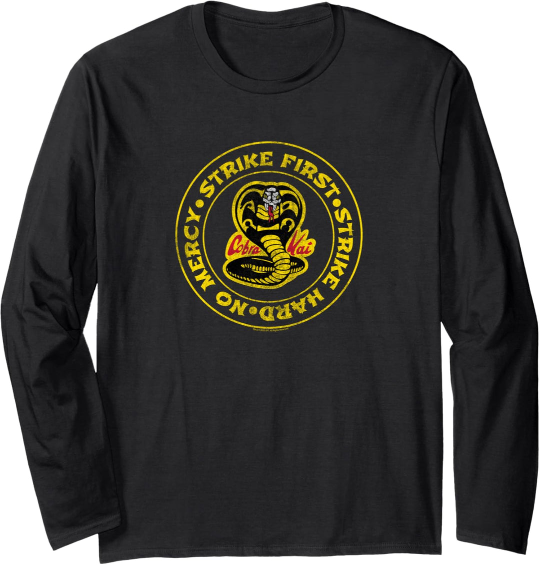 Cobra Kai Schlag zuerst zu Kreis Logo Langarmshirt