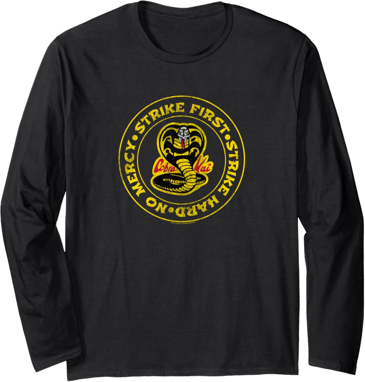 Cobra Kai Schlag zuerst zu Kreis Logo Langarmshirt