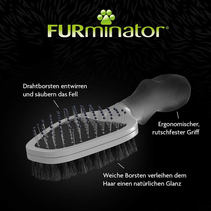 FURminator Doppelbürste für Hunde und Katzen - Fellpflege 2in1-Bürste zur Entfernung von Knoten, los