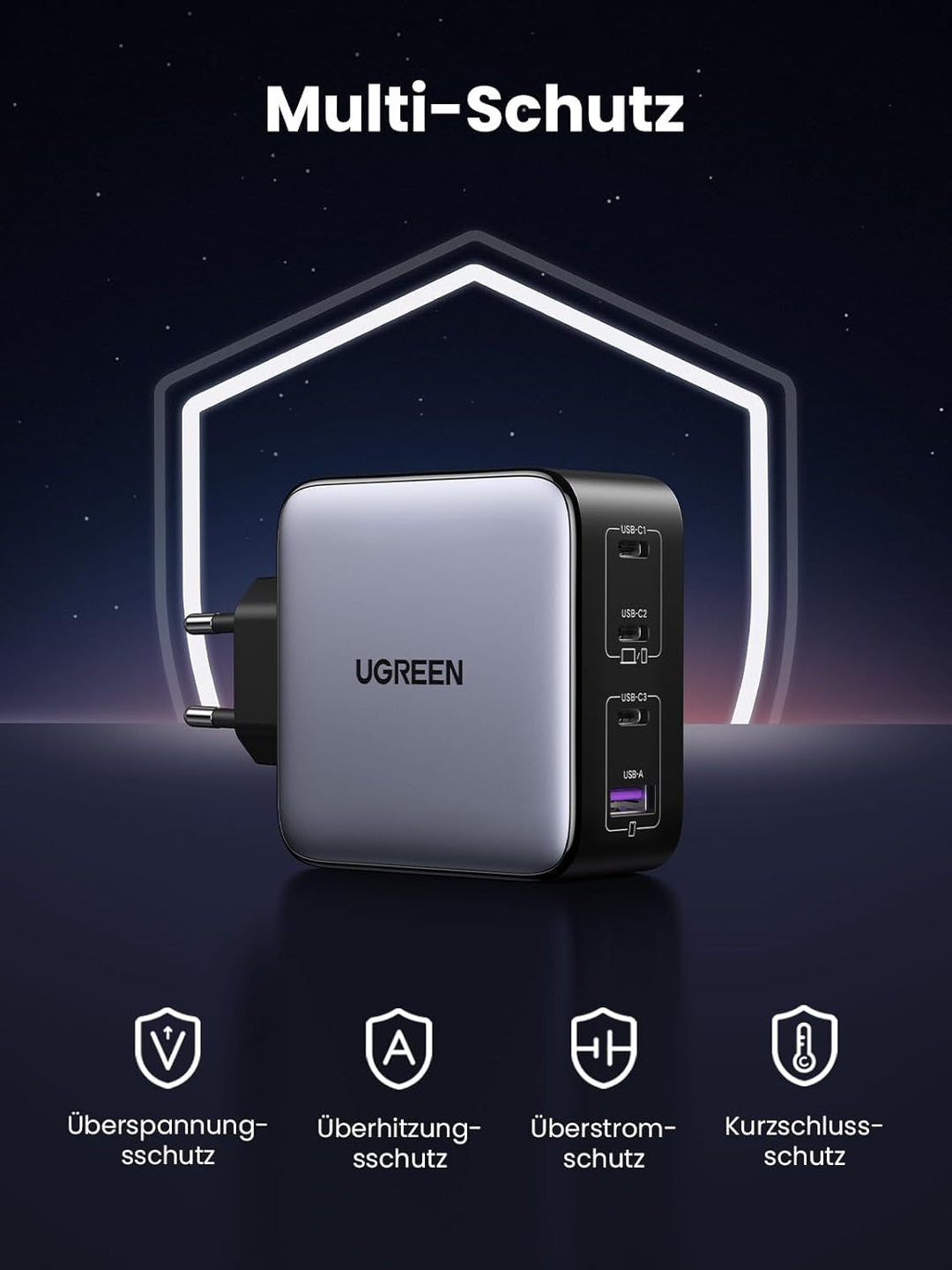 UGREEN Nexode 100W USB C Ladegerät GaN USB C Netzteil 4 Ports Charger PD Ladegerät mit PPS unterstüt