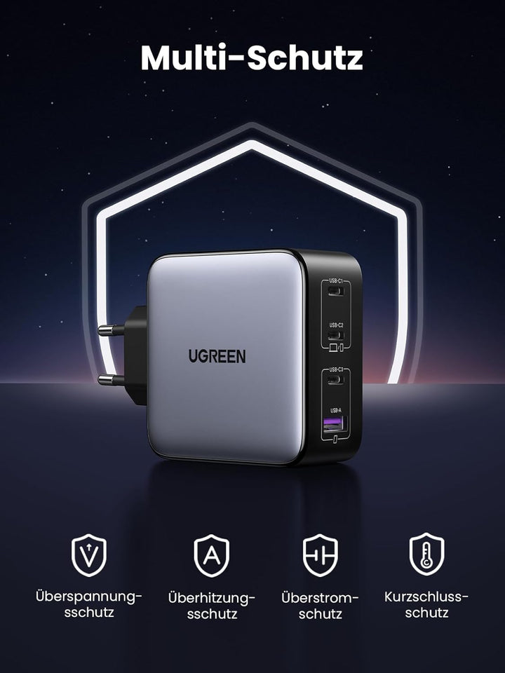 UGREEN Nexode 100W USB C Ladegerät GaN USB C Netzteil 4 Ports Charger PD Ladegerät mit PPS unterstüt